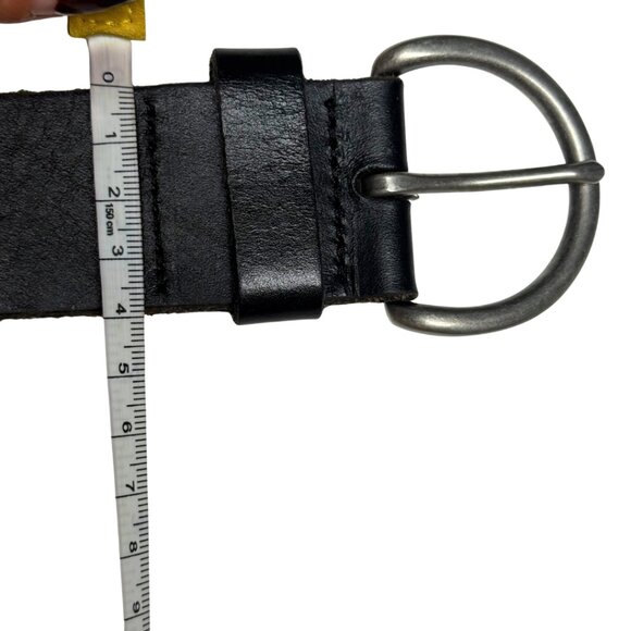 Vintage Dark Brown/Black Leather Silver Concho Belt - Picture 11 of 11